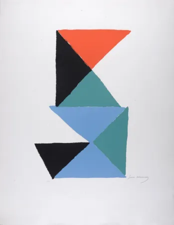 Lithograph Delaunay - Composition aux triangles, c. 1967 - Hand-signed
