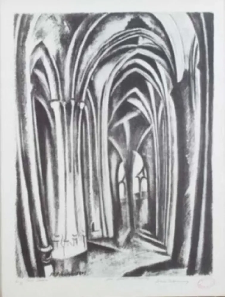 Lithograph Delaunay - Saint severin