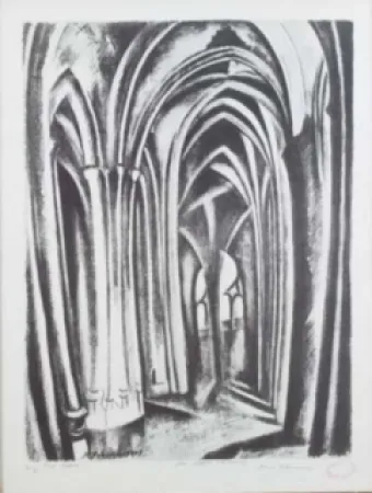 Lithograph Delaunay - Saint severin