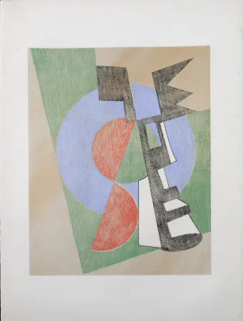 Lithograph Delaunay - Sonia Delaunay & Alberto Magnelli. - Untitled Collaboration, Aux Nourritures Terrestres, 1950