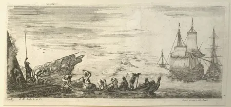 Drypoint Della Bella - Sea landscape