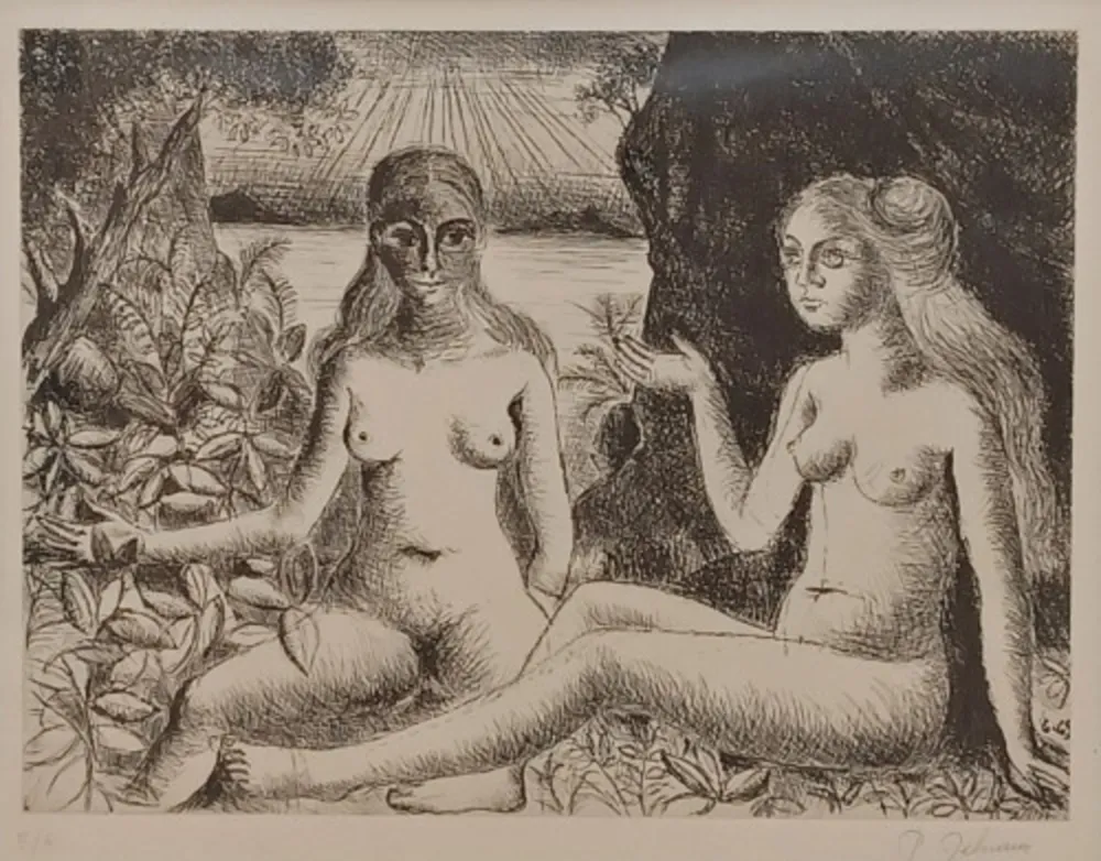 Etching And Aquatint Delvaux - La dispute