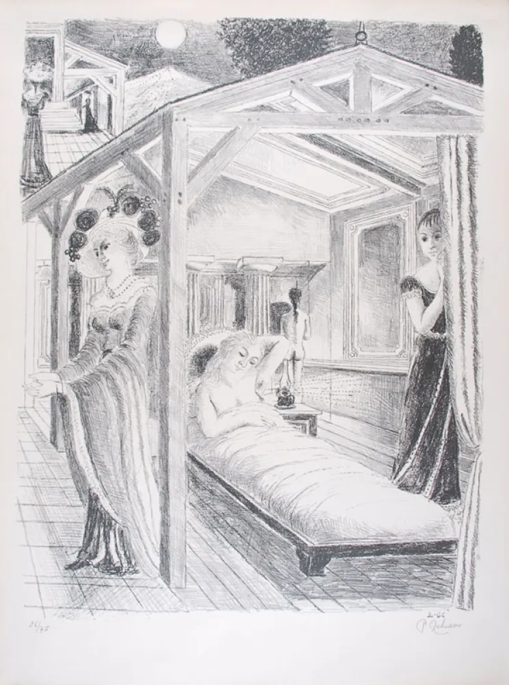 Lithograph Delvaux - La Mer est proche