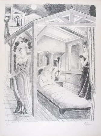 Lithograph Delvaux - La Mer est proche