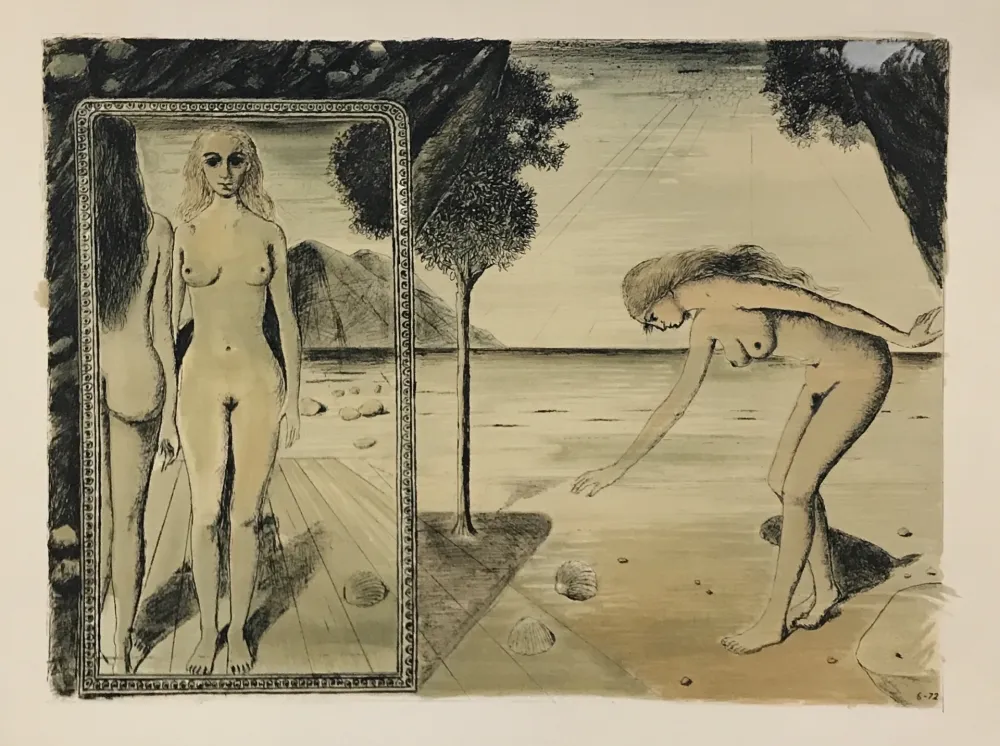 Lithograph Delvaux - La Plage (The Beach)