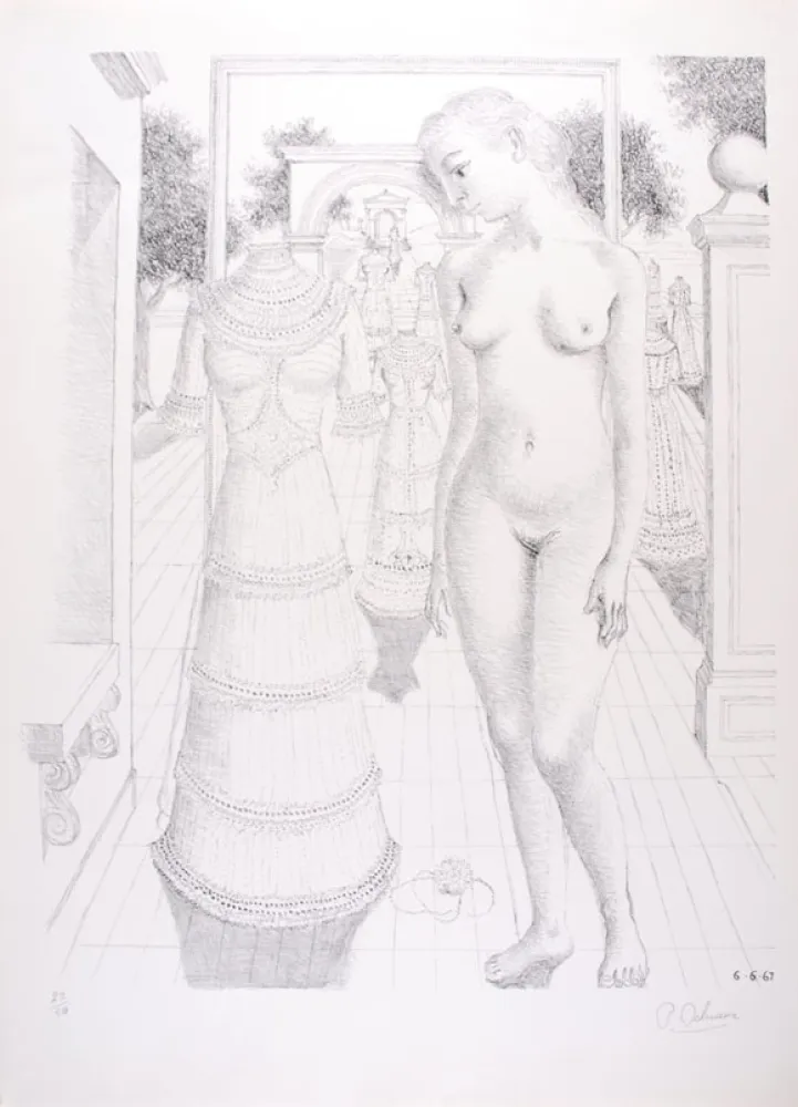 Lithograph Delvaux - La Robe du dimanche