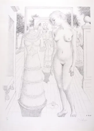 Lithograph Delvaux - La Robe du dimanche