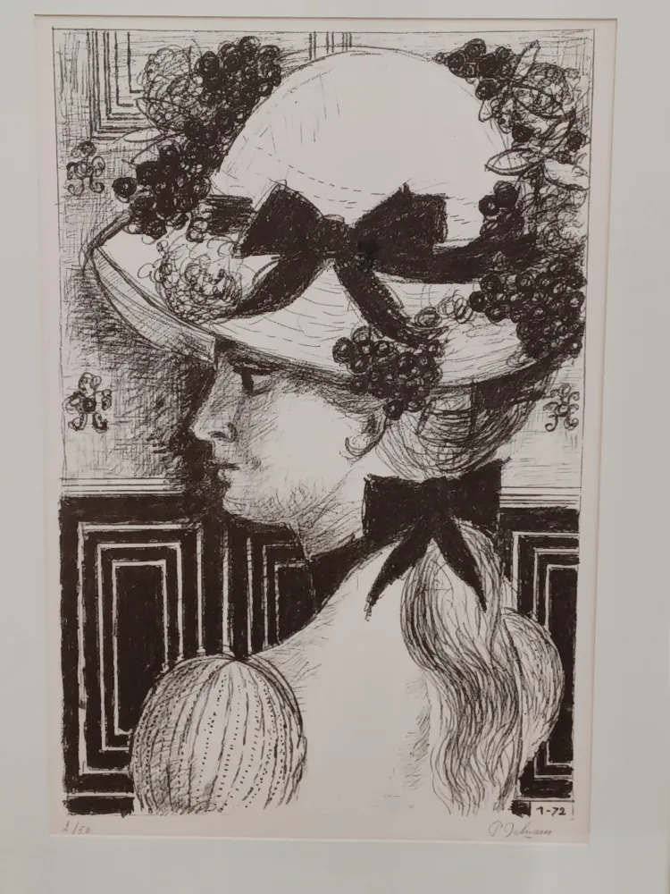 Lithograph Delvaux - Le Chapeau 1900
