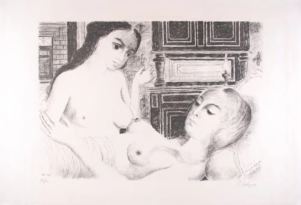 Lithograph Delvaux - Le Sommeil