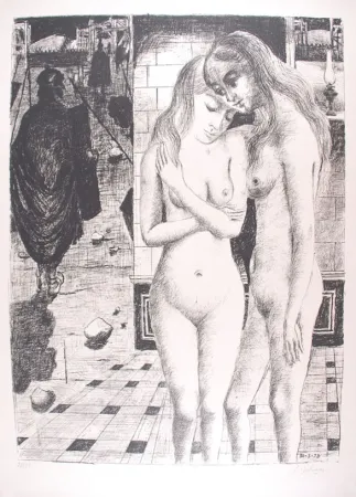 Lithograph Delvaux - Les Captives