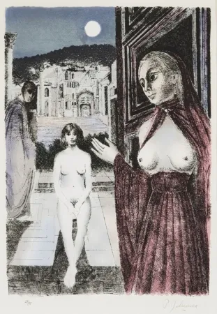 Screenprint Delvaux - Paul Delvaux (1897–1994) – La Reine de Saba – Silkscreen print on tissue paper – 1982