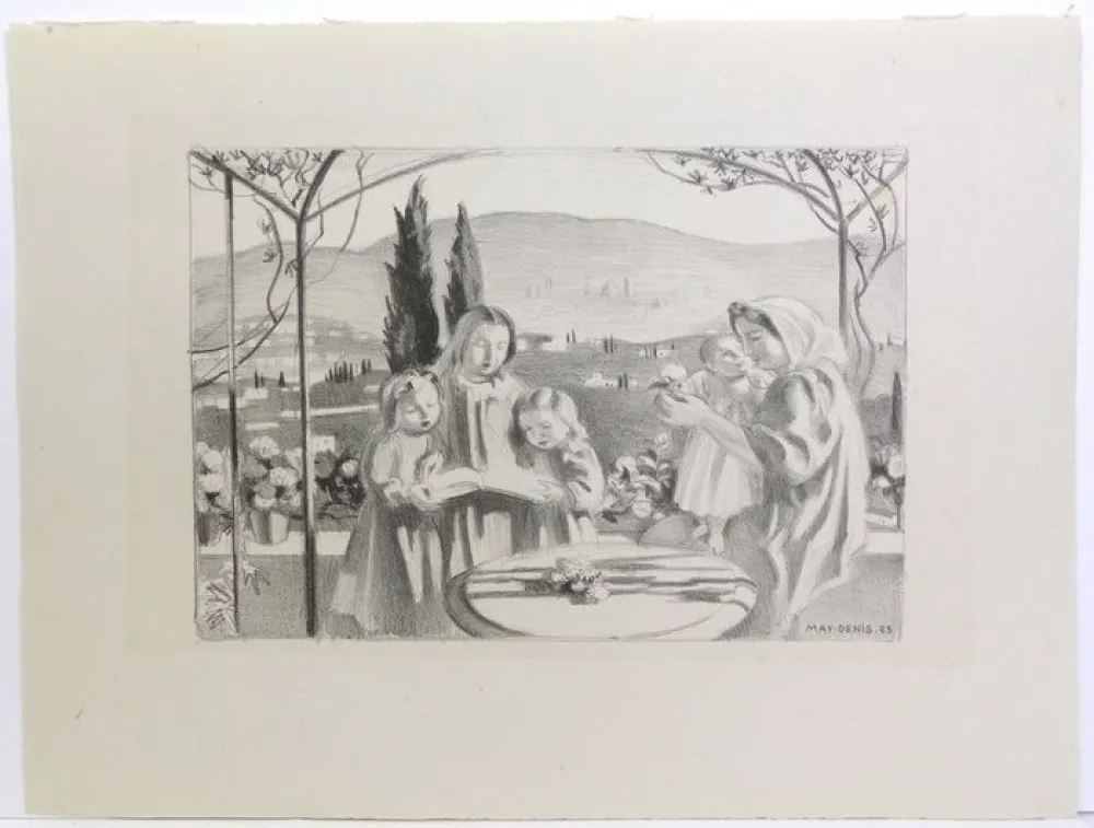 Lithograph Denis - La Terrasse