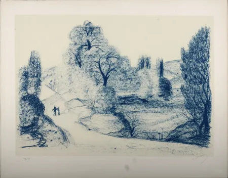 Lithograph Derain - Paysage Bleu, c. 1955 - Hand-signed!