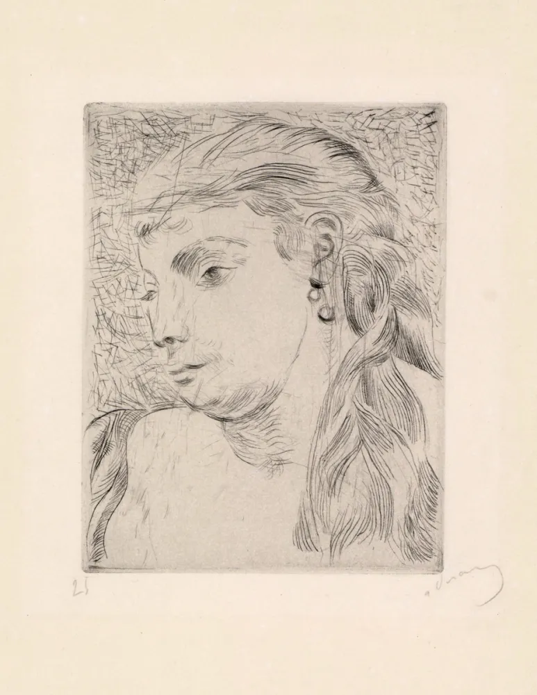 Etching And Aquatint Derain - Tête de femme avec une tresse