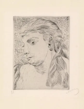 Etching And Aquatint Derain - Tête de femme avec une tresse