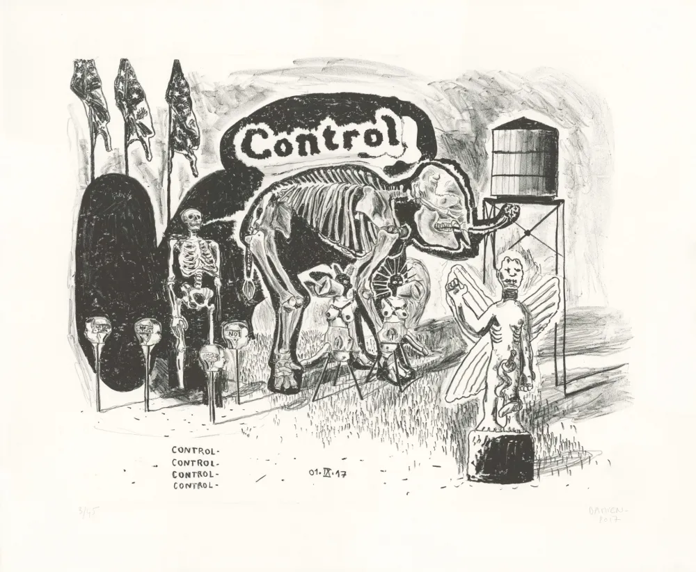 Lithograph Deroubaix - Control
