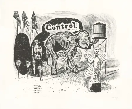 Lithograph Deroubaix - Control