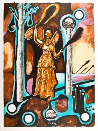 Lithograph Deroubaix - Furie