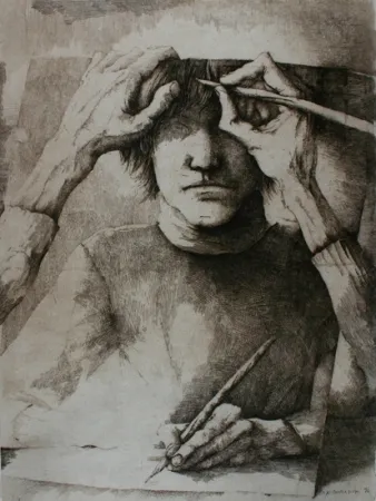 Etching Desmazières - Autoportrait