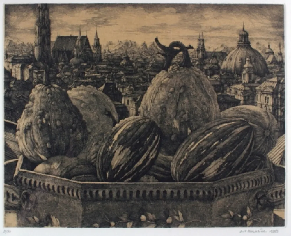 Etching Desmazières - Coliquintes devant un ville