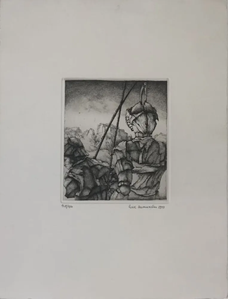 Engraving Desmazières - Les deux guerriers 