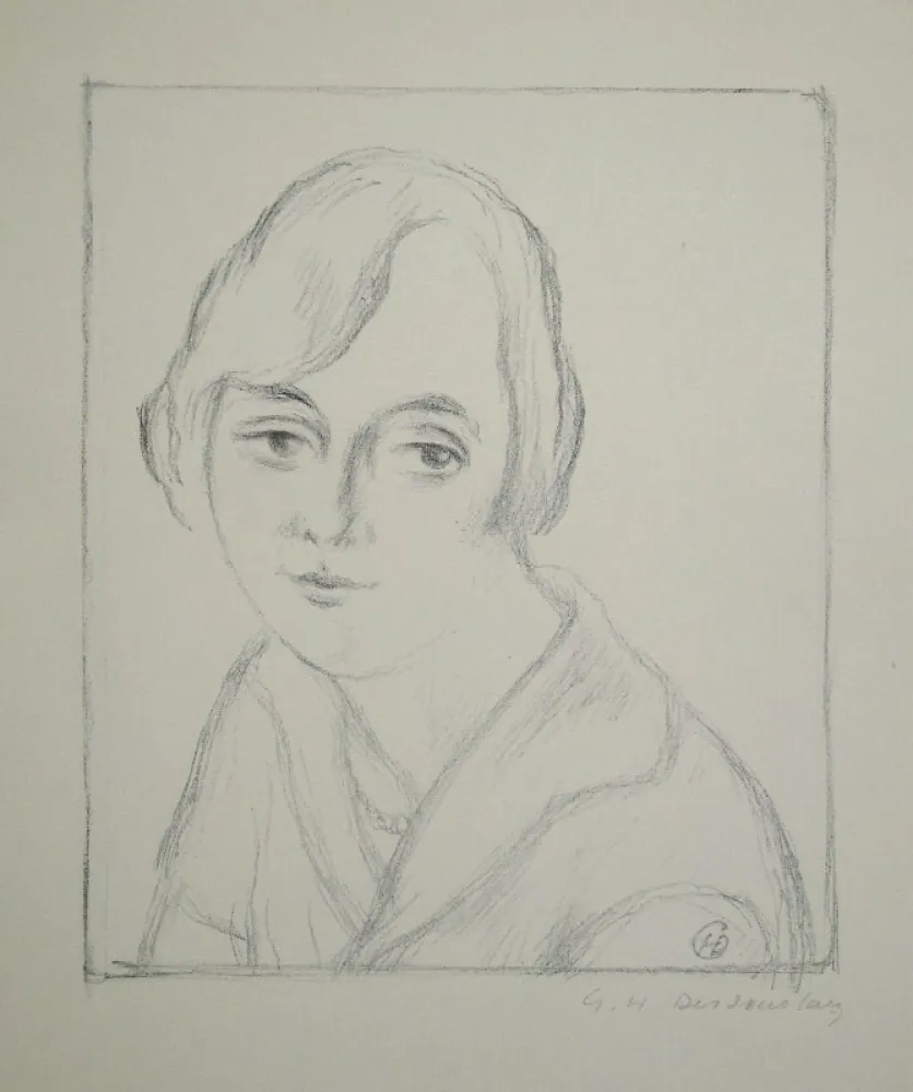 Lithograph Dessouslavy - Portrait d’une jeune femme. 