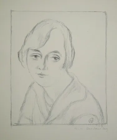 Lithograph Dessouslavy - Portrait d’une jeune femme. 