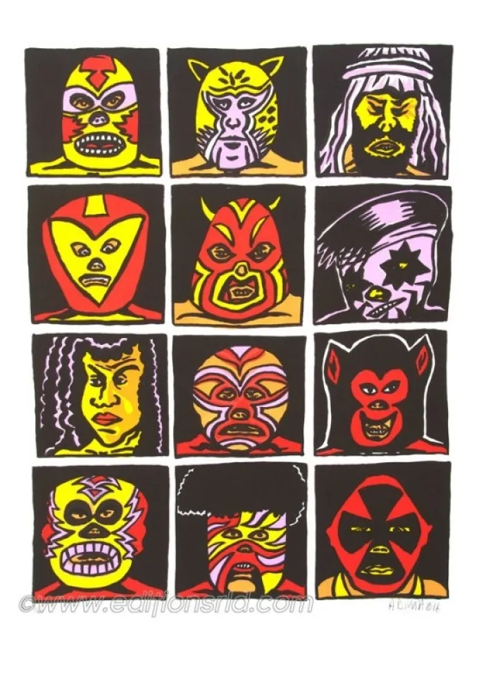 Lithograph Di Rosa - Catcheurs