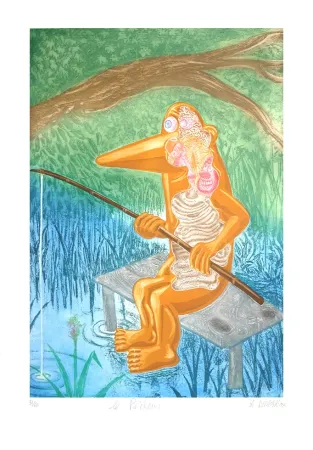 Etching Di Rosa - Le Pêcheur