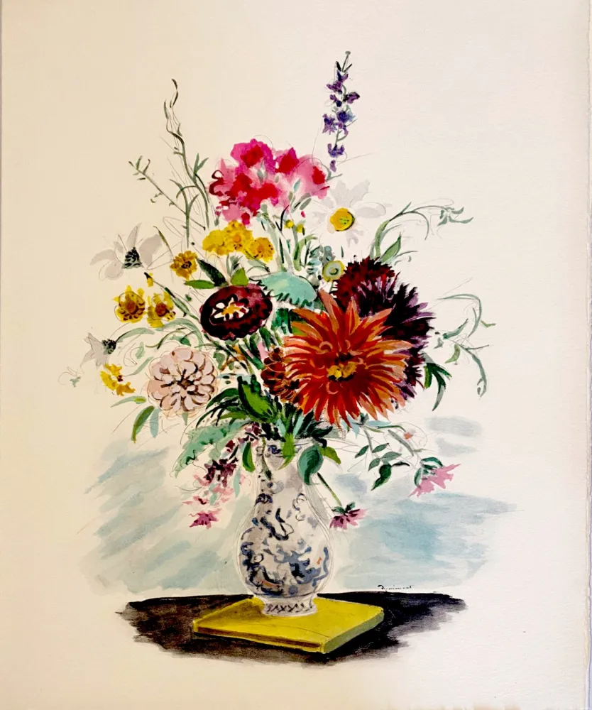 Lithograph Dignimont - Dahlia, Zinnias et autres