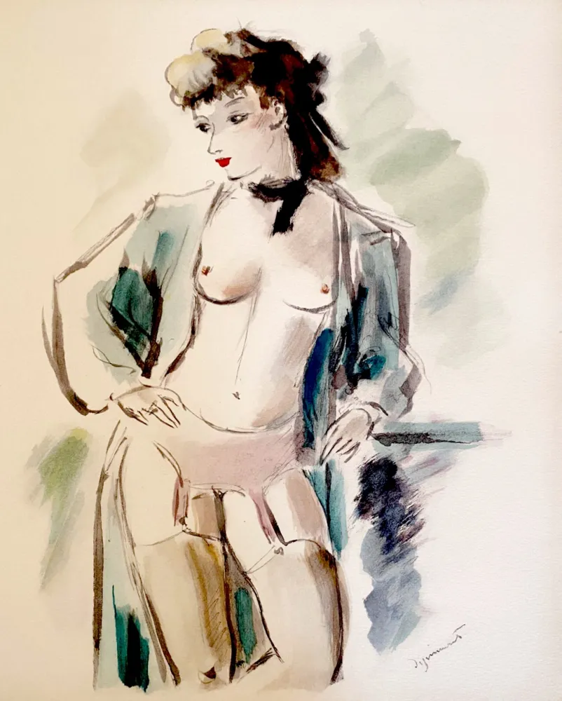 Lithograph Dignimont - Femme aux jarretelles
