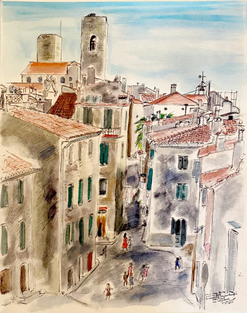 Lithograph Dignimont - Souvenir du vieil Antibes