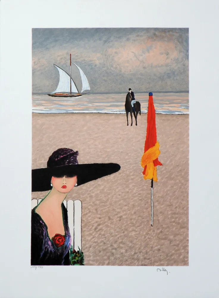 Lithograph Dilley - Elégante à Deauvill