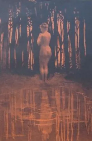 Lithograph Dillon - Baigneuse