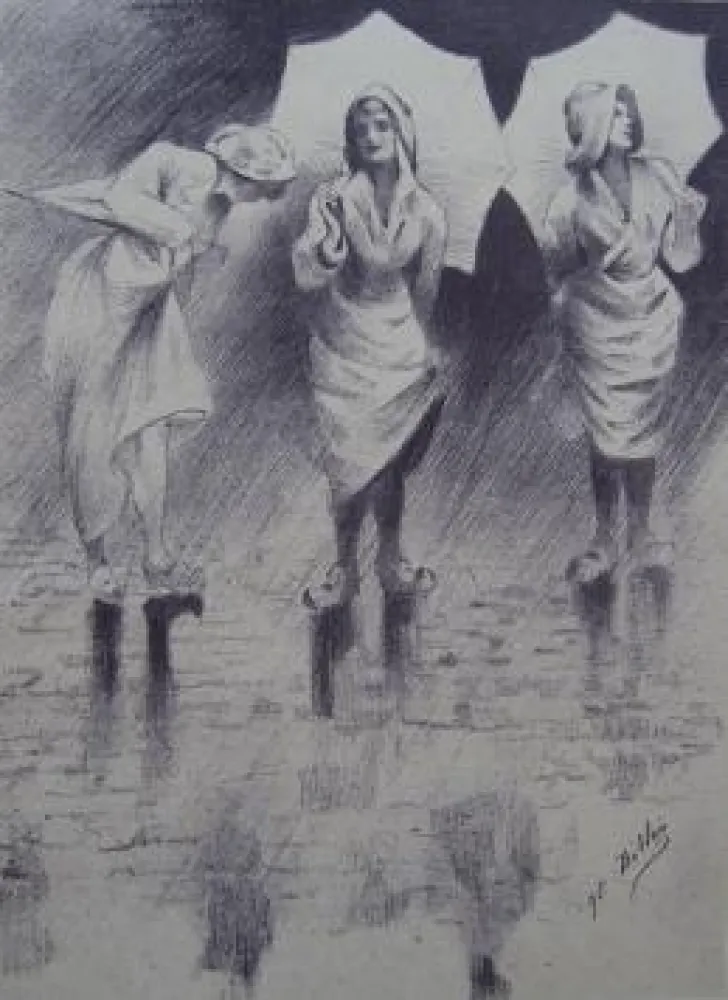 Lithograph Dillon - Pluviôse / Rainy