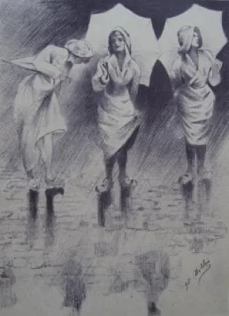 Lithograph Dillon - Pluviôse / Rainy