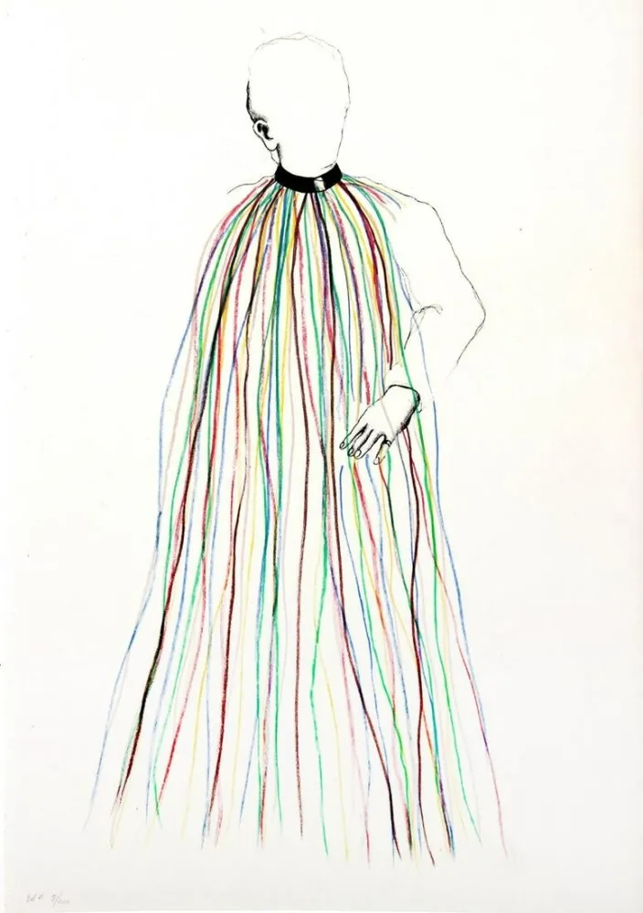 Lithograph Dine - Dorian Gray in Multi-Colored Vinyl Stripe Cape