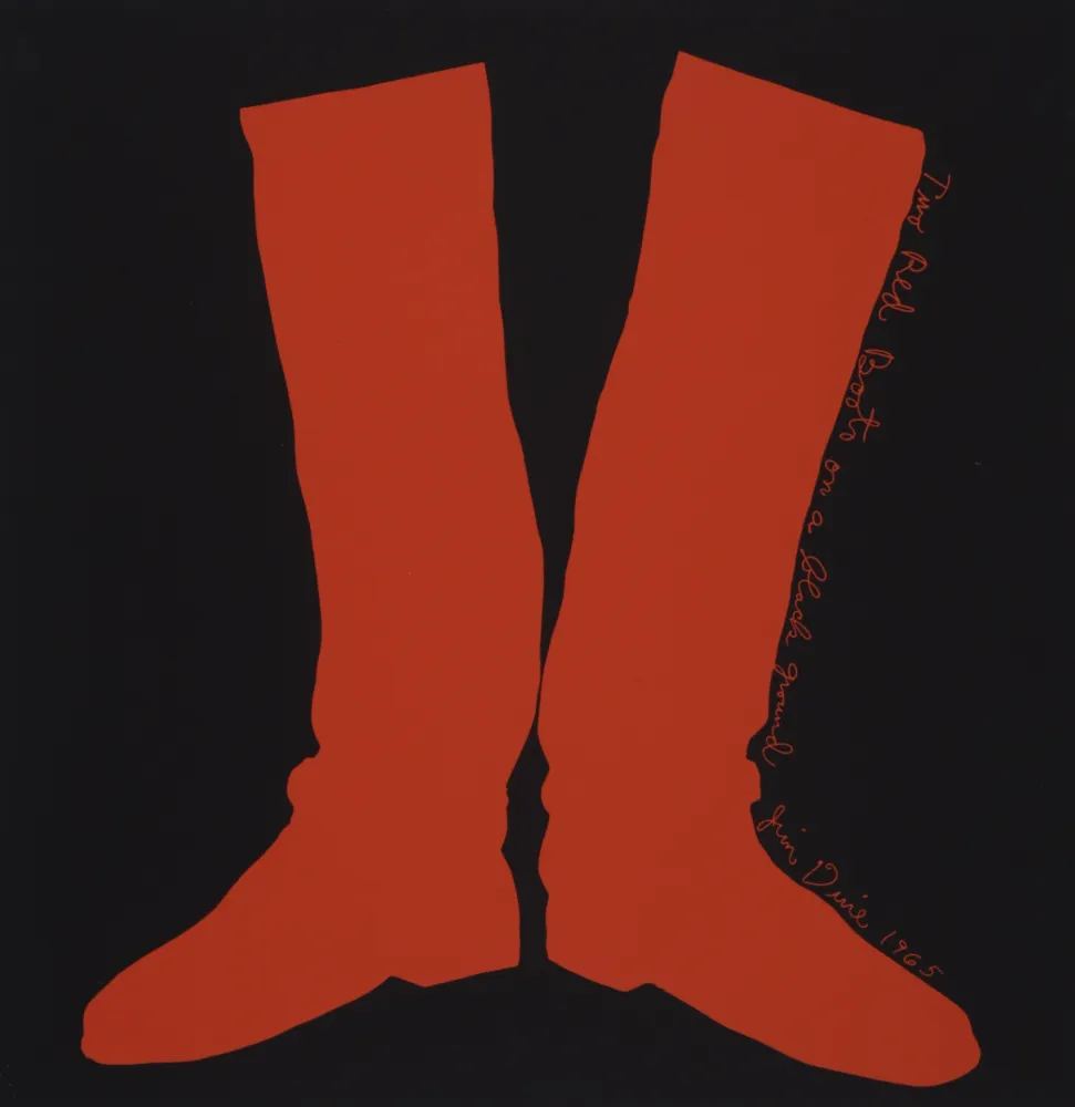 Screenprint Dine - Two Red Boots on a Black Ground, 1968