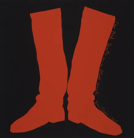 Screenprint Dine - Two Red Boots on a Black Ground, 1968