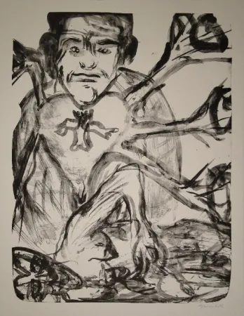 Lithograph Disler - Herzhorcher