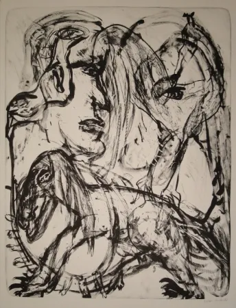 Lithograph Disler - Mensch und Tier