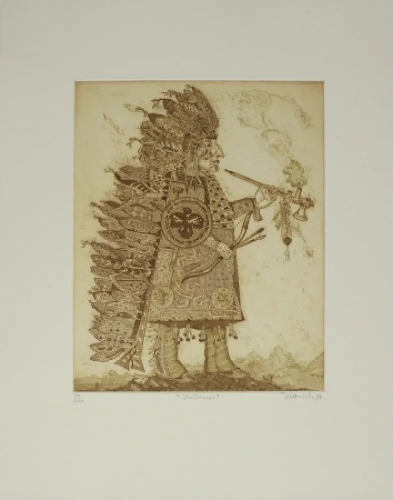 Etching Dittrich - Indianer / Indian