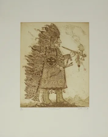 Etching Dittrich - Indianer / Indian