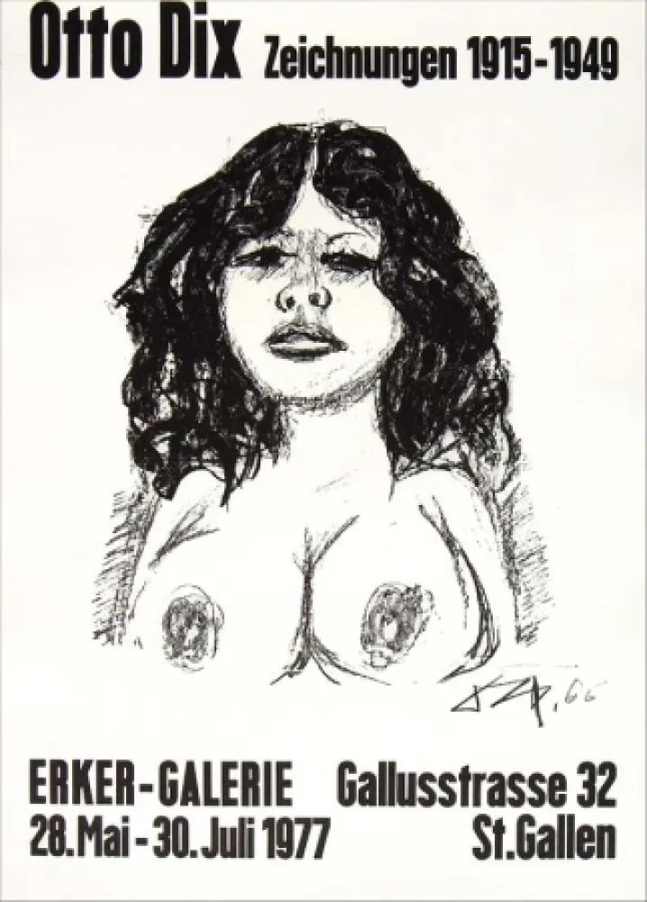 Lithograph Dix - Halbakt von vorn