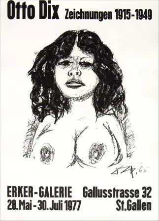 Lithograph Dix - Halbakt von vorn
