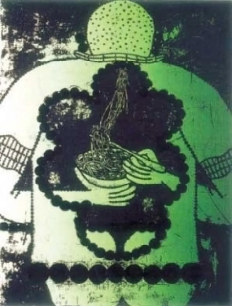 Lithograph Dokoupil - Mangeur de spaghettis