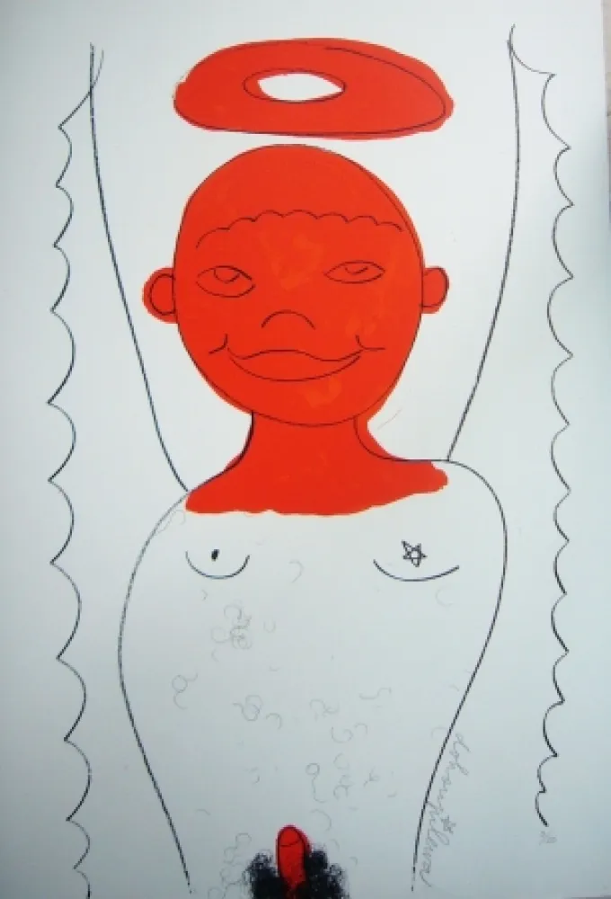 Lithograph Dokoupil - Petit ange