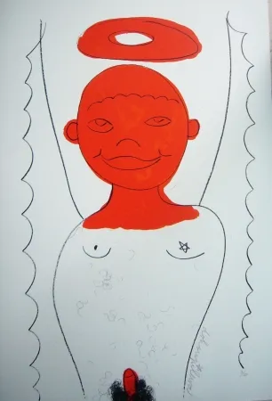 Lithograph Dokoupil - Petit ange