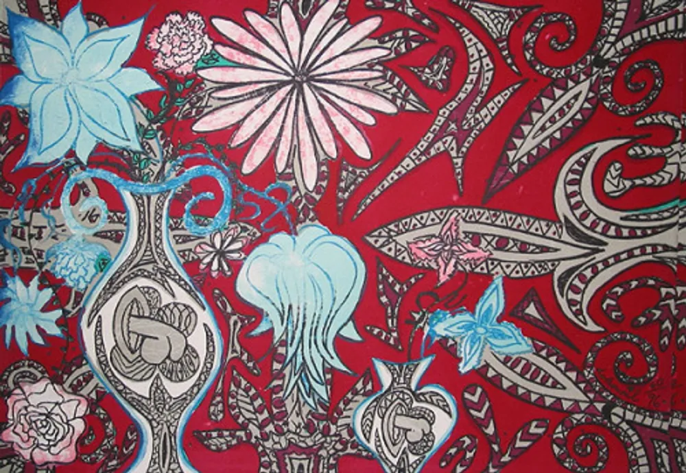 Lithograph Dokoupil - Untitled (red)