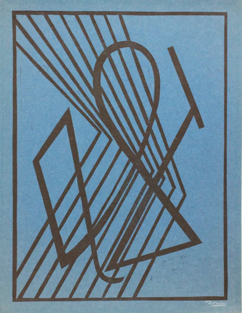 Linocut Domela - Der Leser (The reader)